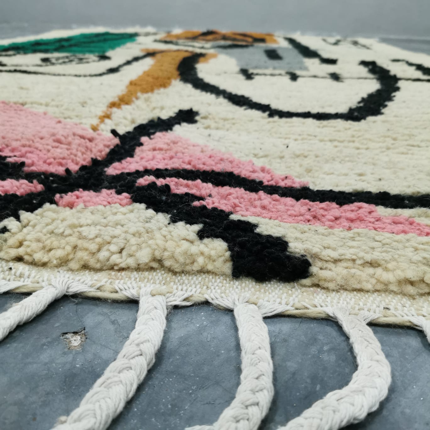 Elegant Moroccan Beni Ourain Rug Handmade Wool Carpet