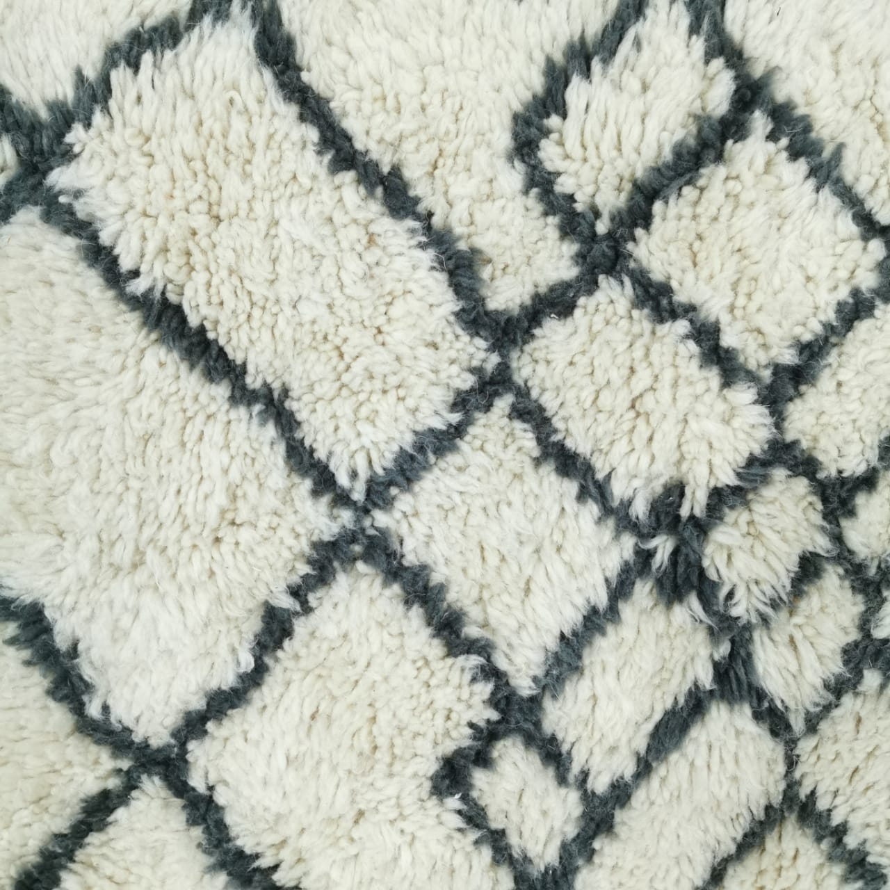 Black and White Wool Rug Handcrafted Moroccan Berber Carpet