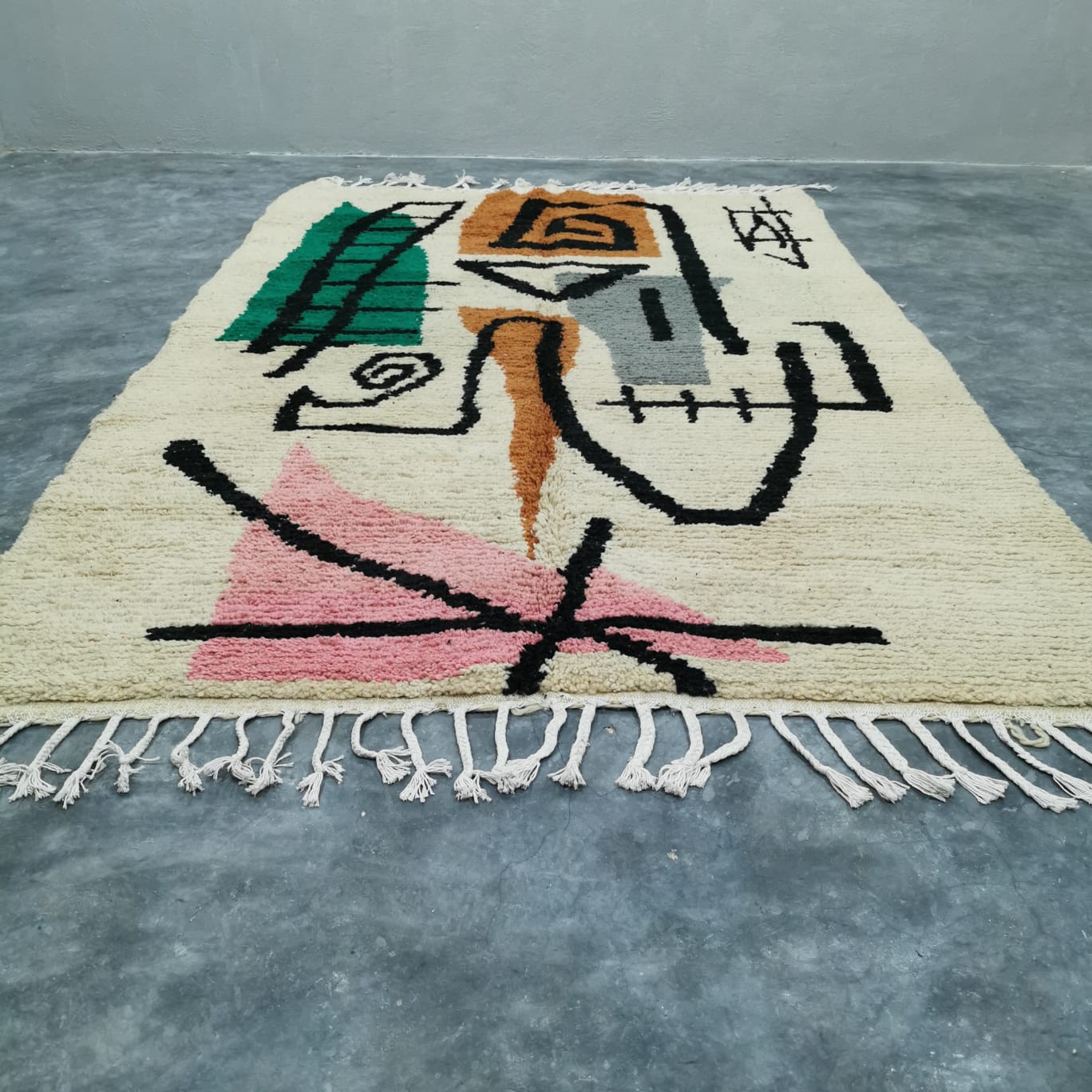 Elegant Moroccan Beni Ourain Rug Handmade Wool Carpet