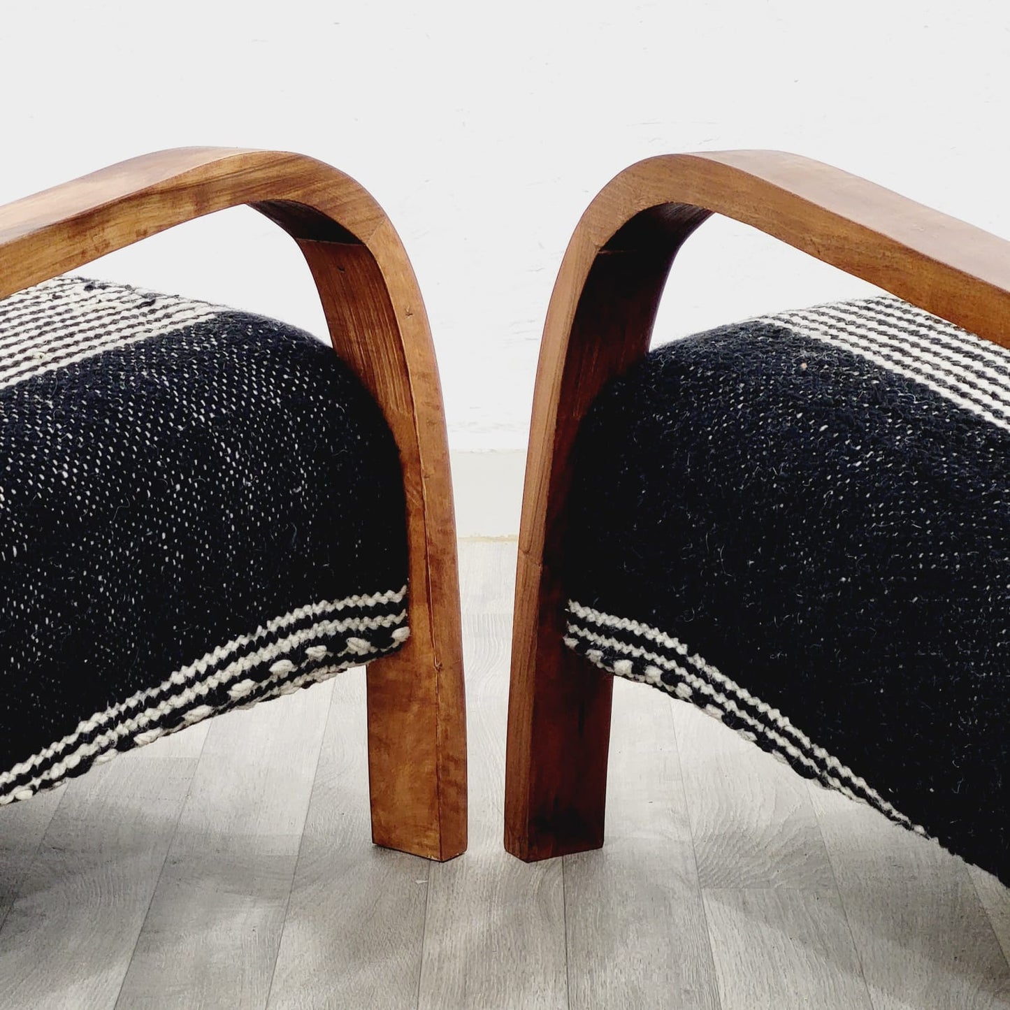 Black & White Moroccan Kilim Armchairs, Berber Style, Set of 2