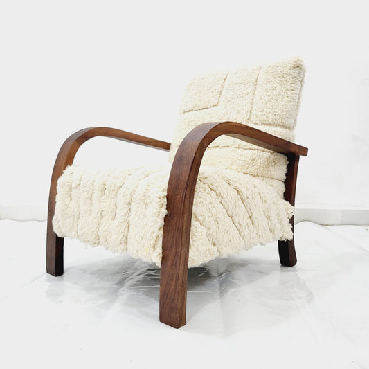 Modern Style Off-White Upholstered Armchair