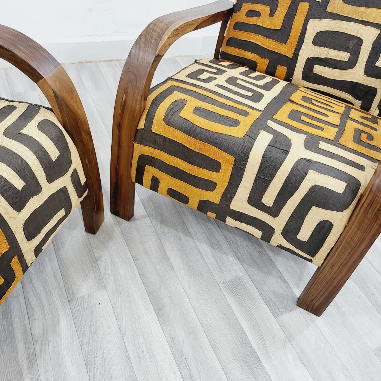 Moroccan Berber Kilim Rug Armchairs, Set of 2