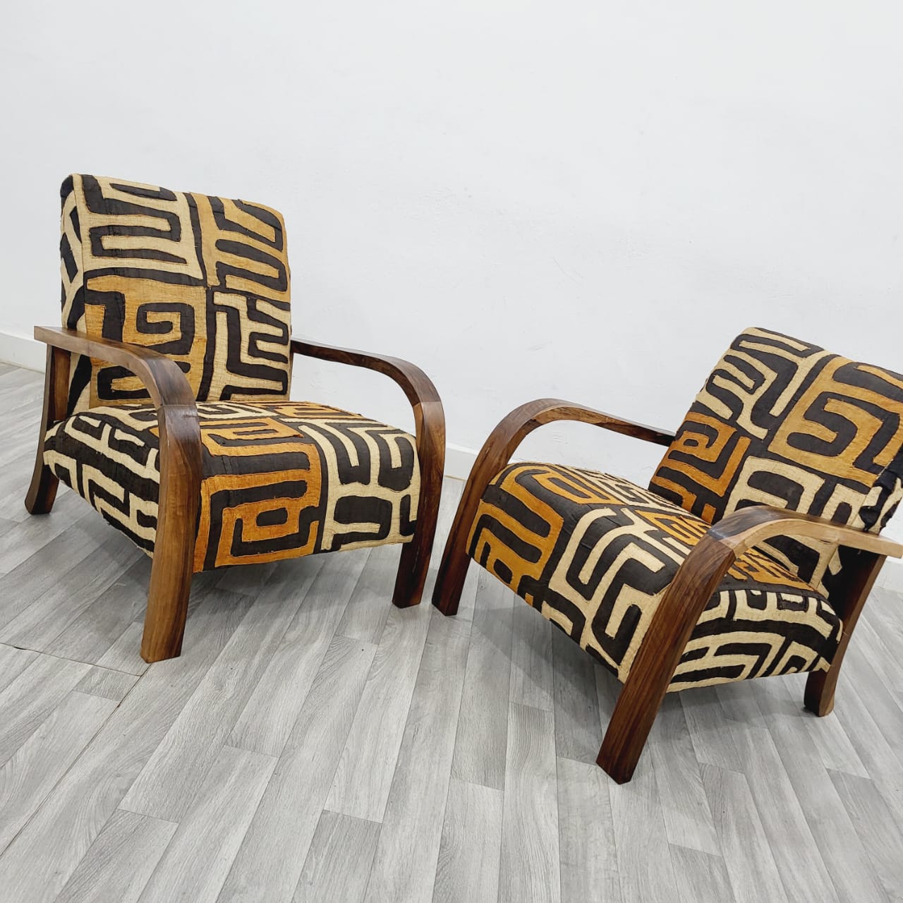 Moroccan Berber Kilim Rug Armchairs, Set of 2