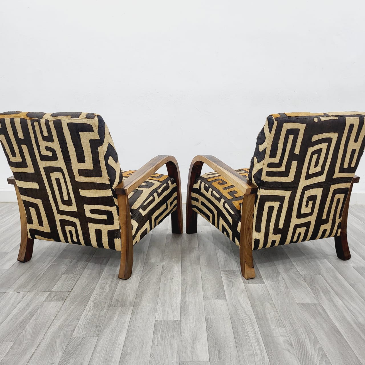 Moroccan Berber Kilim Rug Armchairs, Set of 2