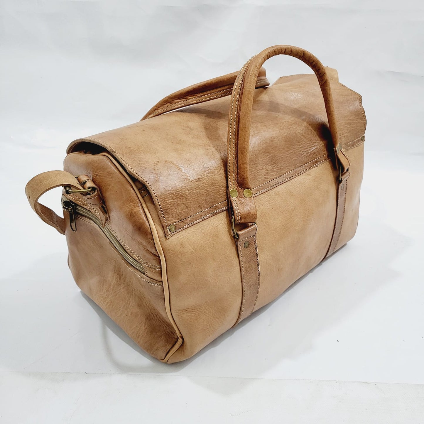 Handcrafted Excellence Moroccan Leather Travel Bags Customized for Men